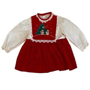 Vintage Toddle TYKE Red Velour Christmas Dress Girl’s 12 Months Size